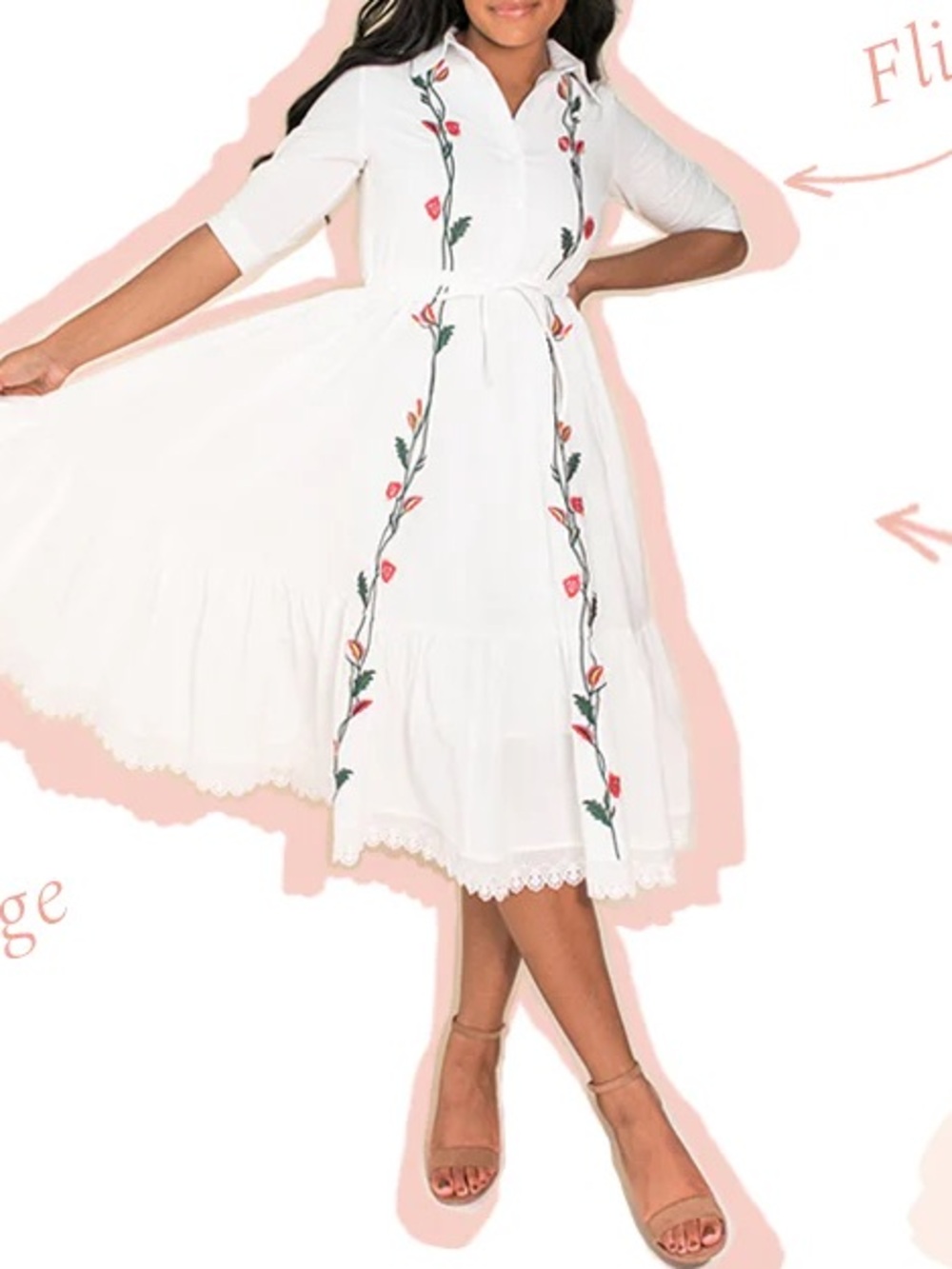 Ivy city Juno Embroidered floral white Dress size S cottagecore 100% cotton